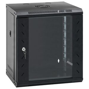 vidaXL Network Cabinet with Storage Black 530 x 400 x 600 mm Steel