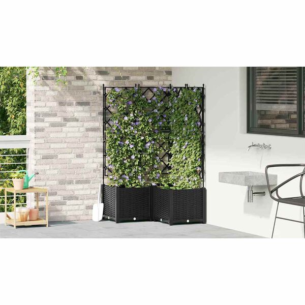 vidaXL Garden Planter 3 pcs Black 80 x 80 x 143 cm Steel