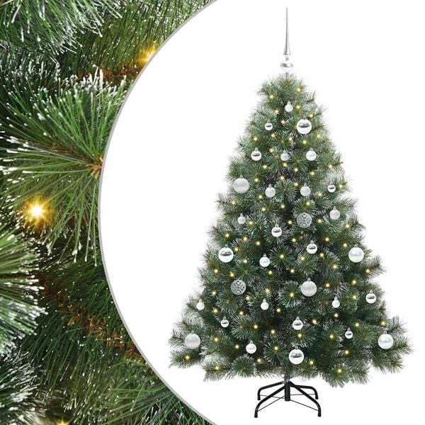 vidaXL Artificial Christmas Tree with 150 LEDs Green 150 cm PE and PVC