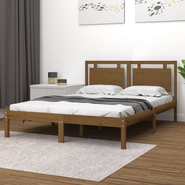 vidaXL Bed Frame without Mattress Honey Brown 200x200 cm Solid Wood