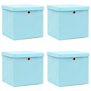 vidaXL Storage Boxes with Covers 4 pcs 28x28x28 cm Baby Blue