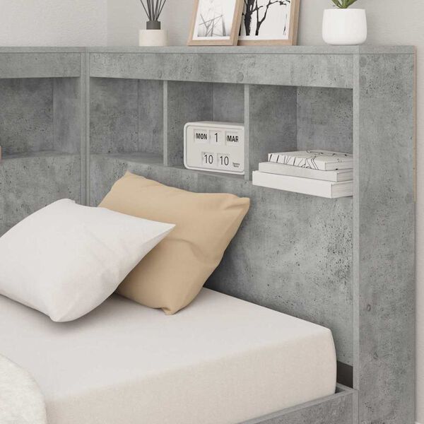 vidaXL Storage Headboard Concrete Grey 80 cm Engineered Wood