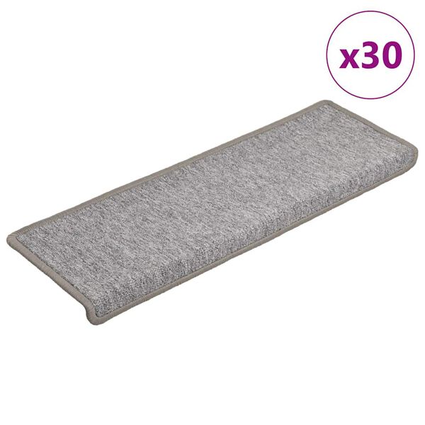 vidaXL Stair Mats 30 pcs 65x21x4 cm Light Grey Rectangular Edge