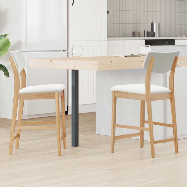 vidaXL Dining Chairs 2 pcs Natural 48 x 49 x 95 cm Solid Rubber Wood