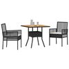 vidaXL Garden Dining Set 3 pcs Black Poly rattan