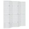 vidaXL Room Divider 5 Panels White Solid Wood Paulownia