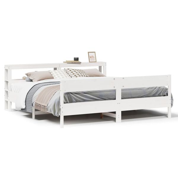 vidaXL Bed Frame without Mattress White 200x200 cm Solid Wood Pine