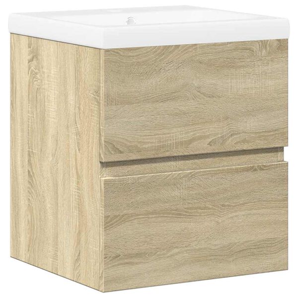 vidaXL 2 Piece Bathroom Furniture Set Sonoma Oak Engineered Wood