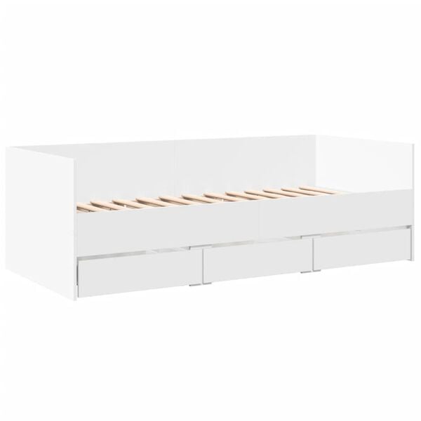 vidaXL Daybed with Drawers without Mattress White 90x190 cm Single