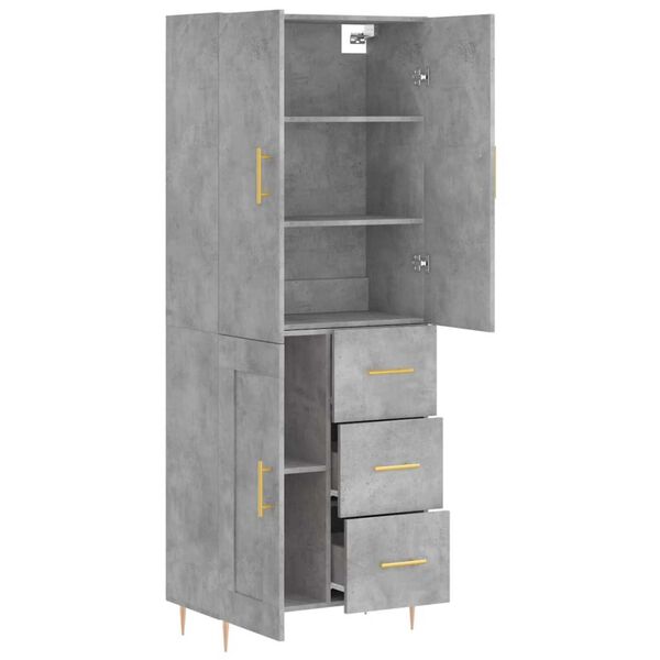 vidaXL Highboard Concrete Grey 69.5x34x180 cm Engineered Wood