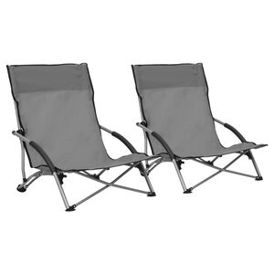 vidaXL Beach Chair | Set of 2 | Grey | Oxford fabric, steel | Compact