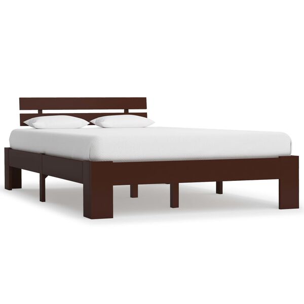 vidaXL Bed Frame without Mattress Dark Brown Solid Pine Wood 140x200 cm