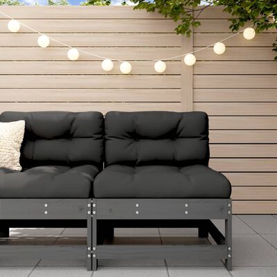 vidaXL Middle Sofa with Cushions Grey Solid Wood Pine