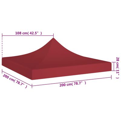 vidaXL Party Tent Roof 2x2 m Burgundy 270 g/m²