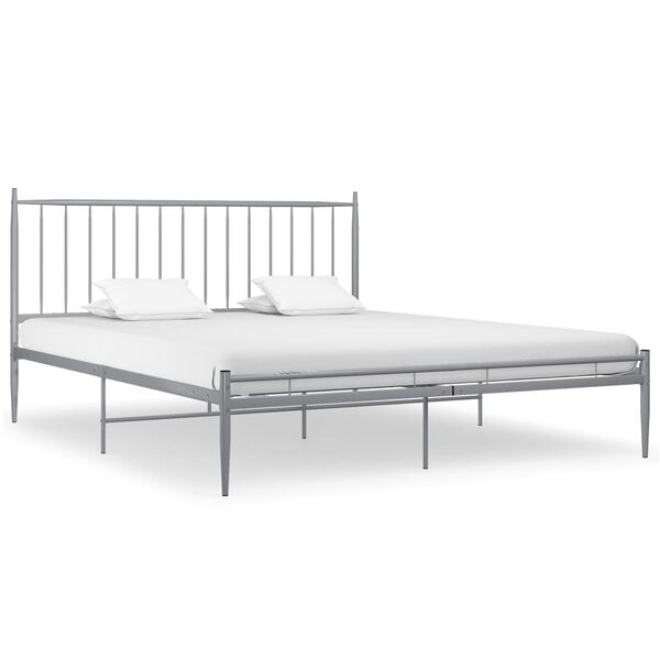vidaXL Bed Frame without Mattress Grey Metal 180x200 cm Super King