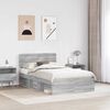vidaXL Bed Frame Grey Sonoma 135 x 190 cm Solid Pine Wood