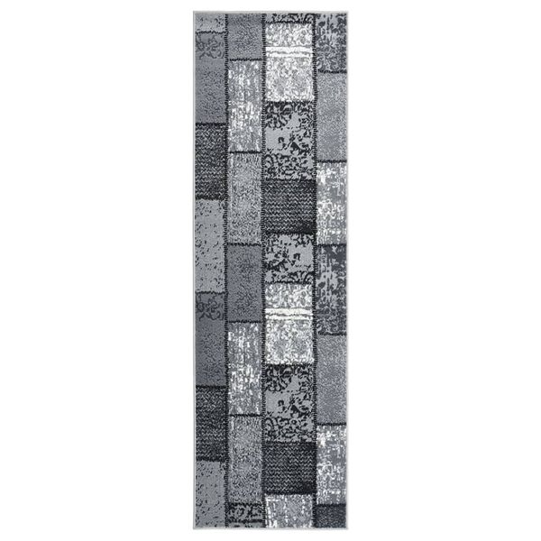 vidaXL Runner Rug BCF Grey with Block Pattern 80x350 cm