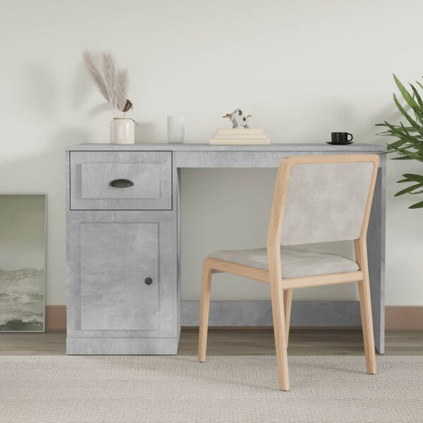 vidaXL Desk with Drawer Concrete Grey 115x50x75 cm Engineered Wood