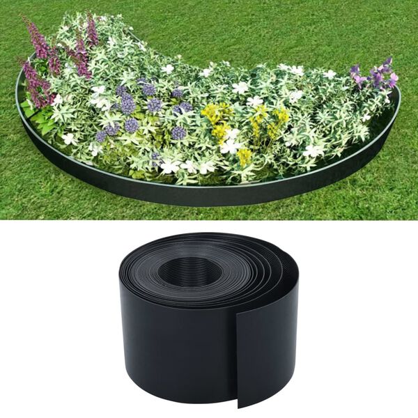 vidaXL Garden Edging Black 10 m 15 cm PE