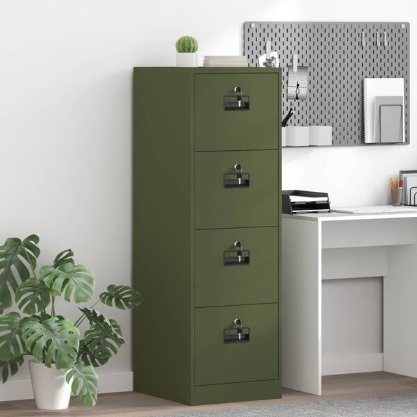 vidaXL File Cabinet with Drawer 2 pcs Olive Green 44 x 50 x 139 cm