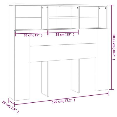 vidaXL Headboard Cabinet Sonoma Oak 120x19x103.5 cm