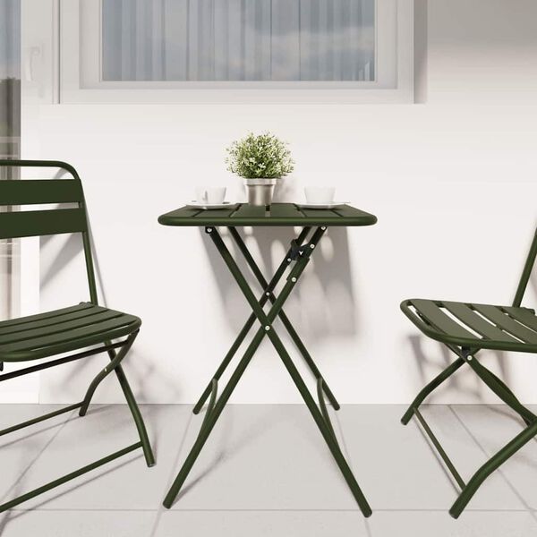 vidaXL Garden Table Dark green 55 x 55 x 73 cm Powder-coated Steel
