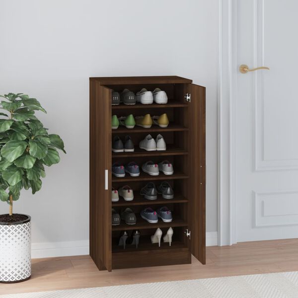 vidaXL Shoe Cabinet Brown Oak 55x35x108 cm Engineered Wood