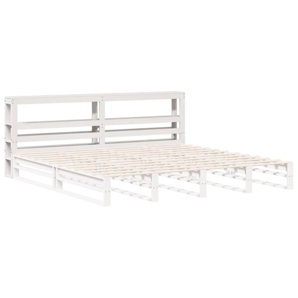 vidaXL Headboard with Shelves White 200 cm Solid Wood Pine