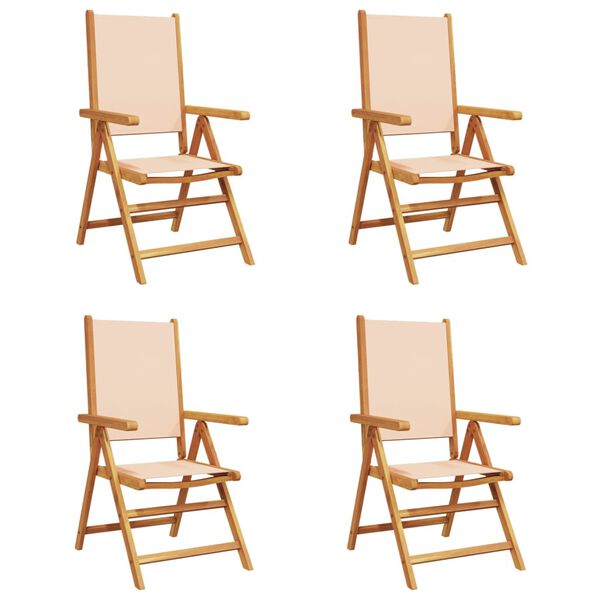 vidaXL Reclining Garden Chairs 4 pcs Beige Fabric and Solid Wood