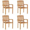 vidaXL Stacking Garden Chairs 4 pcs Solid Teak Wood