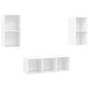 vidaXL 3 Piece TV Cabinet Set High Gloss White Engineered Wood