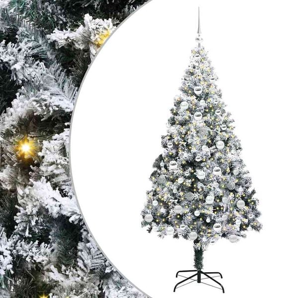 vidaXL Artificial Christmas Tree with 300 LEDs with Stand Green 180 cm