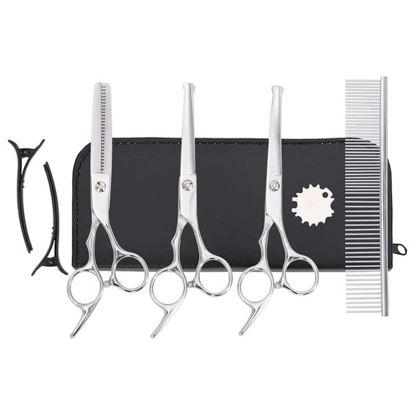 vidaXL 7 Piece Dog Grooming Scissors Set Stainless Steel