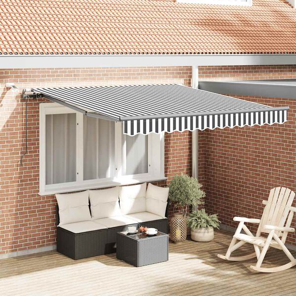 vidaXL Automatic Retractable Awning with LEDs Anthracite&White 300x250 cm