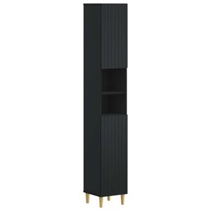 vidaXL Bathroom Cabinet with Open Shelf ARNHEM Black 30 x 31 x 190 cm
