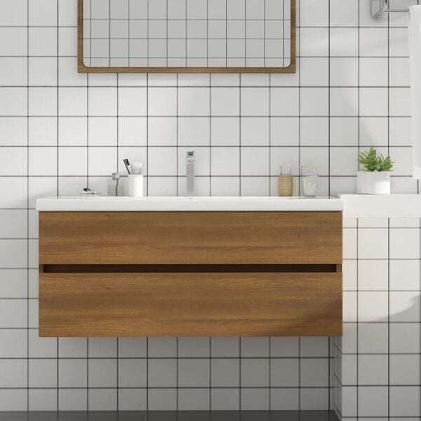 vidaXL Sink Cabinet Brown Oak 100x38.5x45 cm Engineered Wood