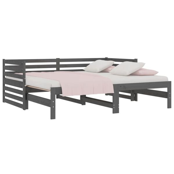 vidaXL Pull-out Day Bed without Mattress Grey 2x(80x200)cm