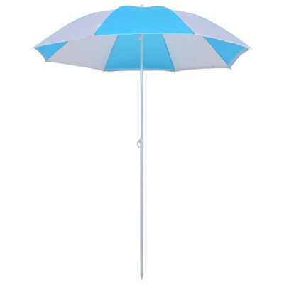 vidaXL Beach Umbrella Shelter Blue and White 180 cm Fabric