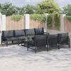 vidaXL Garden Sofa Set with Cushion 8 pcs Black Steel