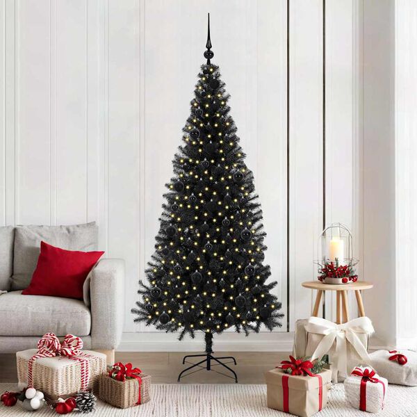 vidaXL Christmas Tree with 300 LEDs with Stand Black 180 cm PVC