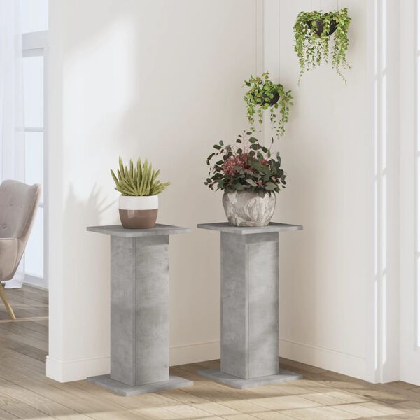 vidaXL Plant Stands 2 pcs Concrete Grey 30x30x60 cm Engineered Wood