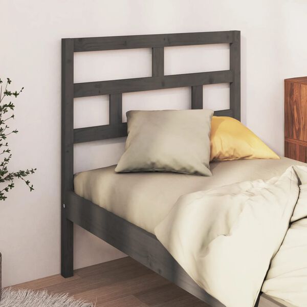 vidaXL Bed Headboard Grey 81x4x100 cm Solid Wood Pine
