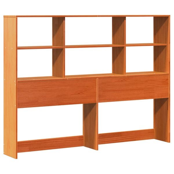 vidaXL Bookcase Bed Frame Wax Brown 120 x 200 cm Solid Pine Wood