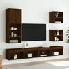 vidaXL Bedside Cabinet with LED Lights Wall-mounted Brown Oak