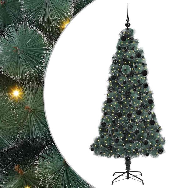 vidaXL Artificial Pre-lit Christmas Tree with Ball Set Green 210 cm