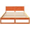 vidaXL Bed Frame with Headboard Wax Brown 140 x 200 cm Solid Pine Wood