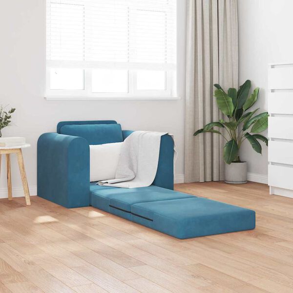 vidaXL Sofa Bed Blue 98 x 71 x 83 cm Velvet