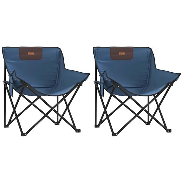 vidaXL Camping Chairs with Pocket Foldable 2 pcs Blue