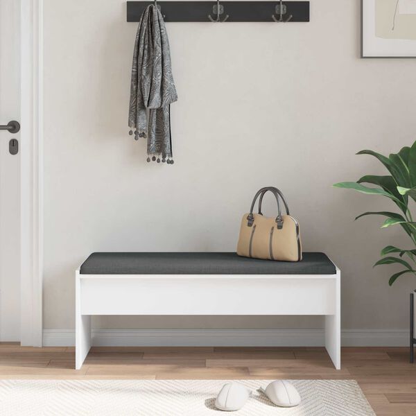 vidaXL Hall Bench with Cushion White 103 x 38 x 40 cm