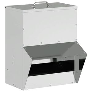 vidaXL Chicken Feeder Silver 35 x 30.5 x 43.5 cm Galvanised Steel